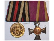 Germany Prussia Set of 2 Medals (Commemorative Medal for the Franco-Prussian War 1870 1871 in Bronze for Combatants, Mecklenburg Schwerin Long Military Service Cross 3rd Class 1868 for IX Years for NCOs & Other Ranks)