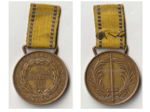 Germany Baden Commemorative Medal of Grand Duke Leopold for the Rebellion Supression 1848 1849 Gilt Type for Officers