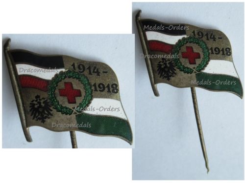 Germany WWI Saxony German Red Cross Patriotic Stickpin Cap Badge 1914 1918