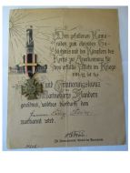 Germany WWI Imperial Navy Veteran Flanders Cross 1914 1918 with Clasp Somme & Diploma