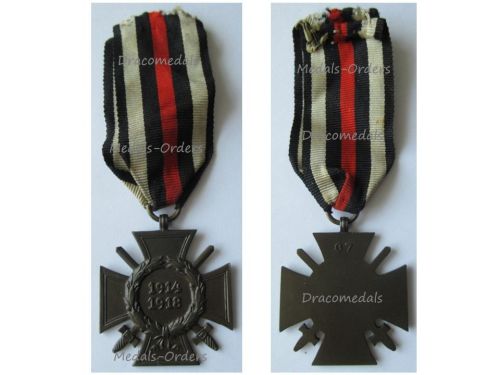 Germany WWI Hindenburg Cross with Swords for Combatants 1914 1918 Maker G7