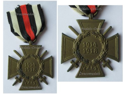Germany WWI Hindenburg Cross with Swords for Combatants 1914 1918 Maker ESL