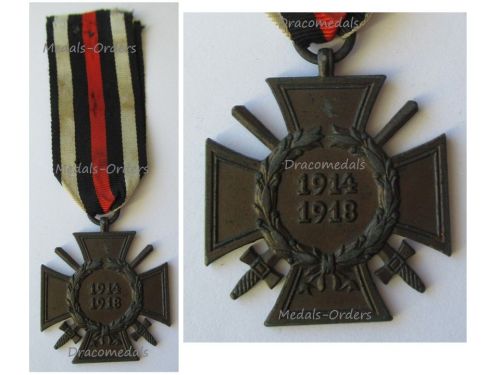 Germany WWI Hindenburg Cross with Swords for Combatants Maker THW