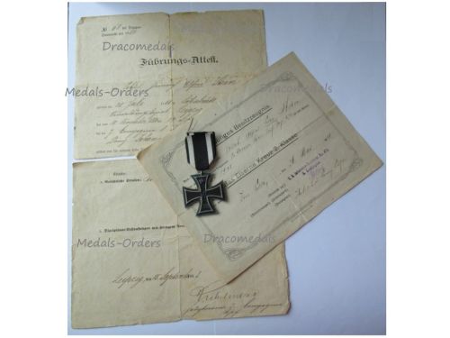Germany WWI Iron Cross 1914 2nd Class EK2 by Maker K with Diploma to the 474th Infantry Regiment of Saxony (Set to Father & Son)