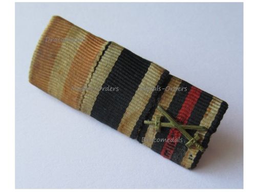 Germany WWI 3 Medal Ribbon Bar (Iron Cross, Hamburg Hanseatic Cross, Hindenburg Cross with Swords for Combatants)