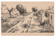 Germany WWI Field Postcard, Schetch of French Village 1917, Feldpost 1918, 9th Bavarian Field Artillery Regiment, 1st Battery