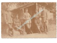 Germany WWI Group Photo German NCOs, Enlisted Men, Field Camp Hut