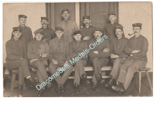 Germany WWI Group Photo Junior Officer, Soldiers, Feldpost Occupied Brussels 1916