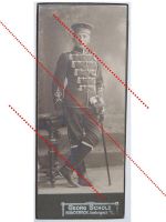 Germany WWI Cabinet Photo Hussar in full Dress Uniform with Sword & Spurs by Scholz