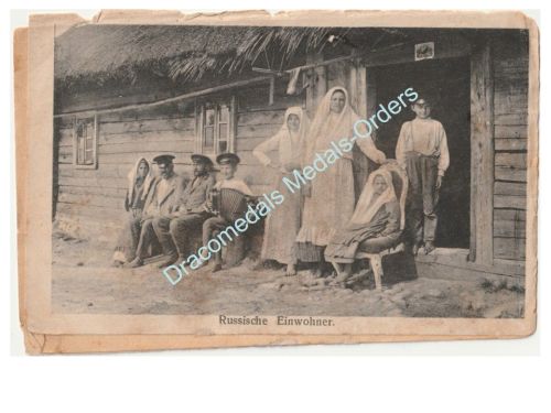 Germany WWI Propaganda Postcard Russian Peasants, Feldpost 103rd Reserve Infantry Regiment, 1917 