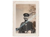 Germany WWI Portrait Photo German NCO (Sergeant), Iron Cross 2nd Class on Single Large Bar, Tunic, Cap