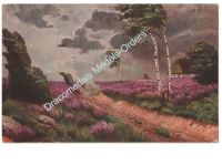 Germany WWI Postcard Painting of Birch Trees During Storm, Strasbourg 1915