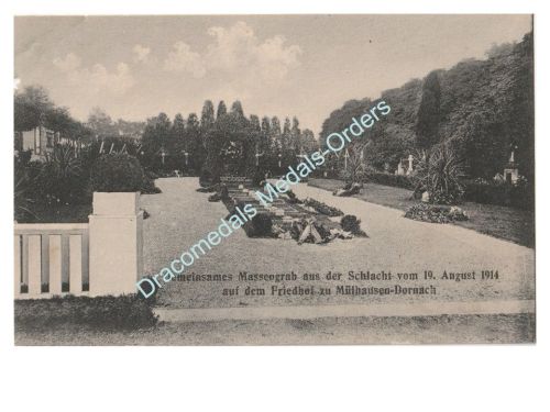 Germany WWI Postcard Graves, 19 August 1914 Offensive, Mulhausen Dornah Cemetery