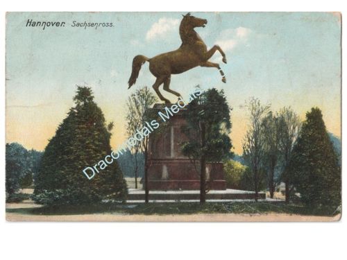 Germany WWI Postcard Hanover Sachsenross Horse Monument, Feldpost 1916