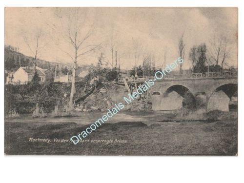 Germany WW1 Propaganda Postcard Montmedy Blown Up Bridge, Feldpost Wurttemberg 1st Pionier (Engineer) Battalion, 1915