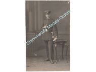 Germany WWI Studio Photo of German NCO, Garde Infantry Regiment, full Dress Uniform with Cap, Dagger & Gloves