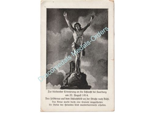 Germany WWI Postcard, Jesus of Saarburg, Memorial Field Cross, Bühl