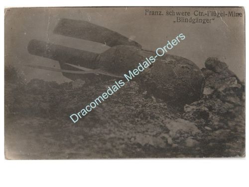 Germany WWI Propaganda Postcard, French Dud Heavy Mortar Shell