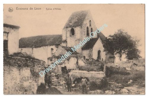 Germany WWI Propaganda Postcard Laon, Church of Ailles, Feldpost 1916, 23rd Transportation Column