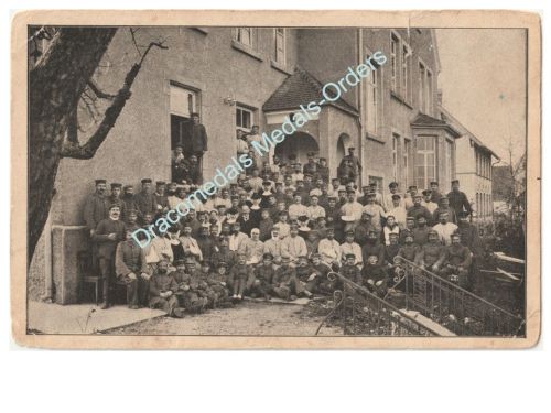 Germany WWI Photo Lauchheim Military Hospital, Wounded, Doctors, Nurses, Medics, Feldpost 1917