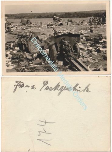 Germany WWII Photo Destroyed British Artillery, 37mm Bofors (M1936), 6pdr Anti-Tank Guns 317th Grenadier Regt Blitzkrieg in France Belgium 1940