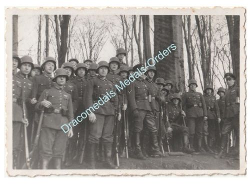 Germany WWII Group Photo Wehrmacht Infantry Platoon, German NCO Corporall, Soldiers, M35 helmet, K98 Mauser Rifle