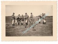 Germany WWII Group Photo Wehrmacht Infantry Squad, K98 Mauser Rifle Pyramids, M35 Helmet, Utility Strap