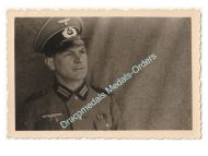 Germany WWII Photo Wehrmacht Infantry Officer, Iron Cross & Sudetenland Medal Ribbon Bar, Visor Cap
