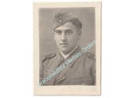 Germany WWII Photo Wehrmacht Soldier, Iron Cross 2nd Class Ribbon, Side Cap