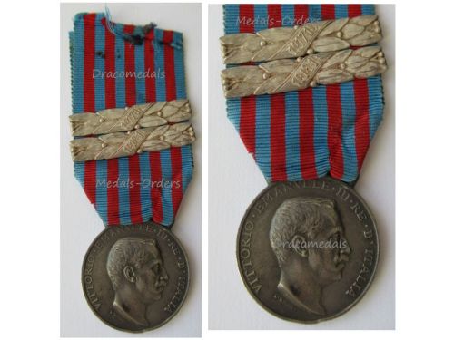 Italy WWI Libya Campaign Medal with 2 Clasps 1917-18 & 1918-19 by Giorgi & the Italian Royal Mint