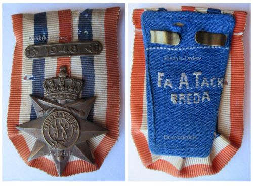 Netherlands WWII Cross for Order and Peace 1945 with Bar 1948 Mounted by Tack