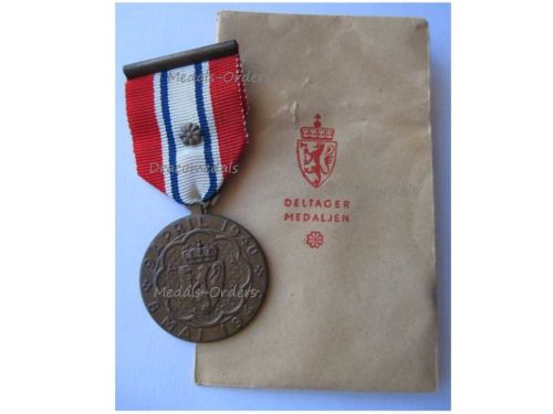 Norway WWII Narvik Participation Medal 1940 1945 with Rosette & Envelope by Tostrup