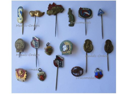 Czechoslovakia Soviet Union East Germany 17 Badge Set of 17 of the Communism Era
