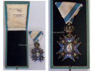 Serbia Order of Saint St Sava 1883 5th Class Knight's Cross 3rd Pattern with Green Robe 1921 1941 Boxed by Freres 