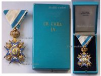Serbia Order of Saint St Sava 1883 4th Class Officer's Cross 3rd Pattern with Green Robe 1921 1941 Boxed by Sorlini Varazdin