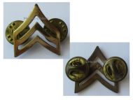 USA US Army Sergeant E-5 Brass Rank Insignia Collar Badge, Marked LI-GI, Vietnam War, 1968 1975