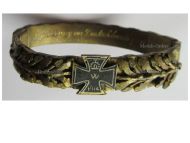 Germany WWI Patriotic Bracelet Iron Cross & ​​​​​​​Oak Leaves "In Commemoration of Germany's Best Time 1914-15"
