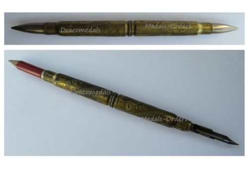 France WWI Trench Art Pen & Pencil Set from Rifle Cartridges for the Battle of Alsace (Battle of Mulhouse) Named