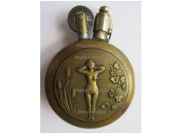 France WWI Trench Art Petrol Lighter Erotic Naked Female Large Type